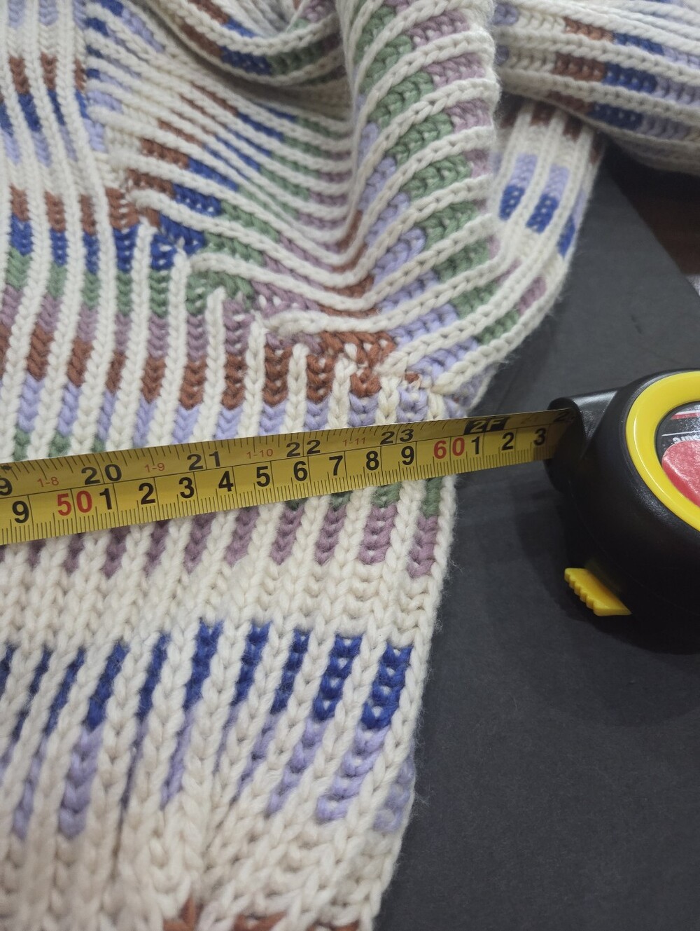 Farm Rio Bold Stitch Cream Multi-Striped V-Neck Button Cardigan Sweater Sz.M - Picture 6 of 12